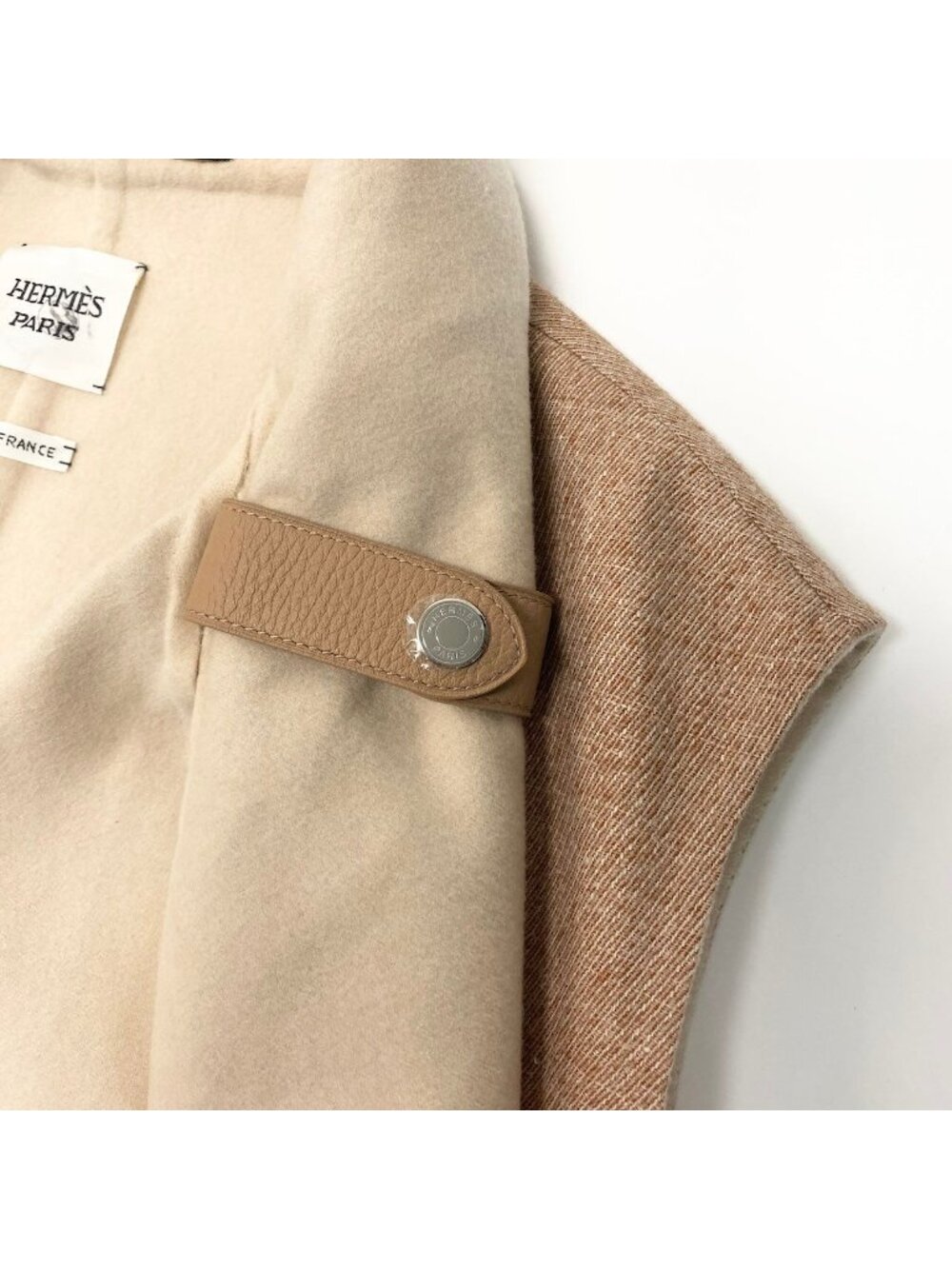 Hermes Double Face Wrap Coat Sleeveless Long Pink Beige Cashmere 38 - Picture 9 of 12